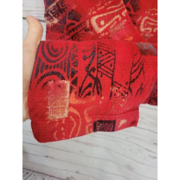 Chico's Red Southwestern Print Single-Button Career Blazer Jacket Sz 2 (12 - L) - Picture 10 of 10